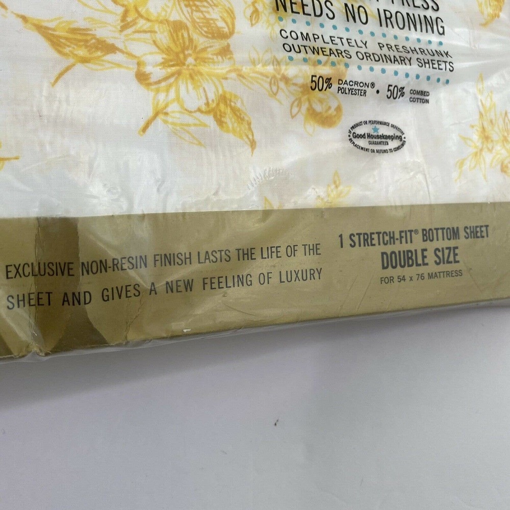 Lady Pepperell Miralux Vintage Double Fitted Sheet Floral MCM Retro Decor NEW - Picture 3 of 9
